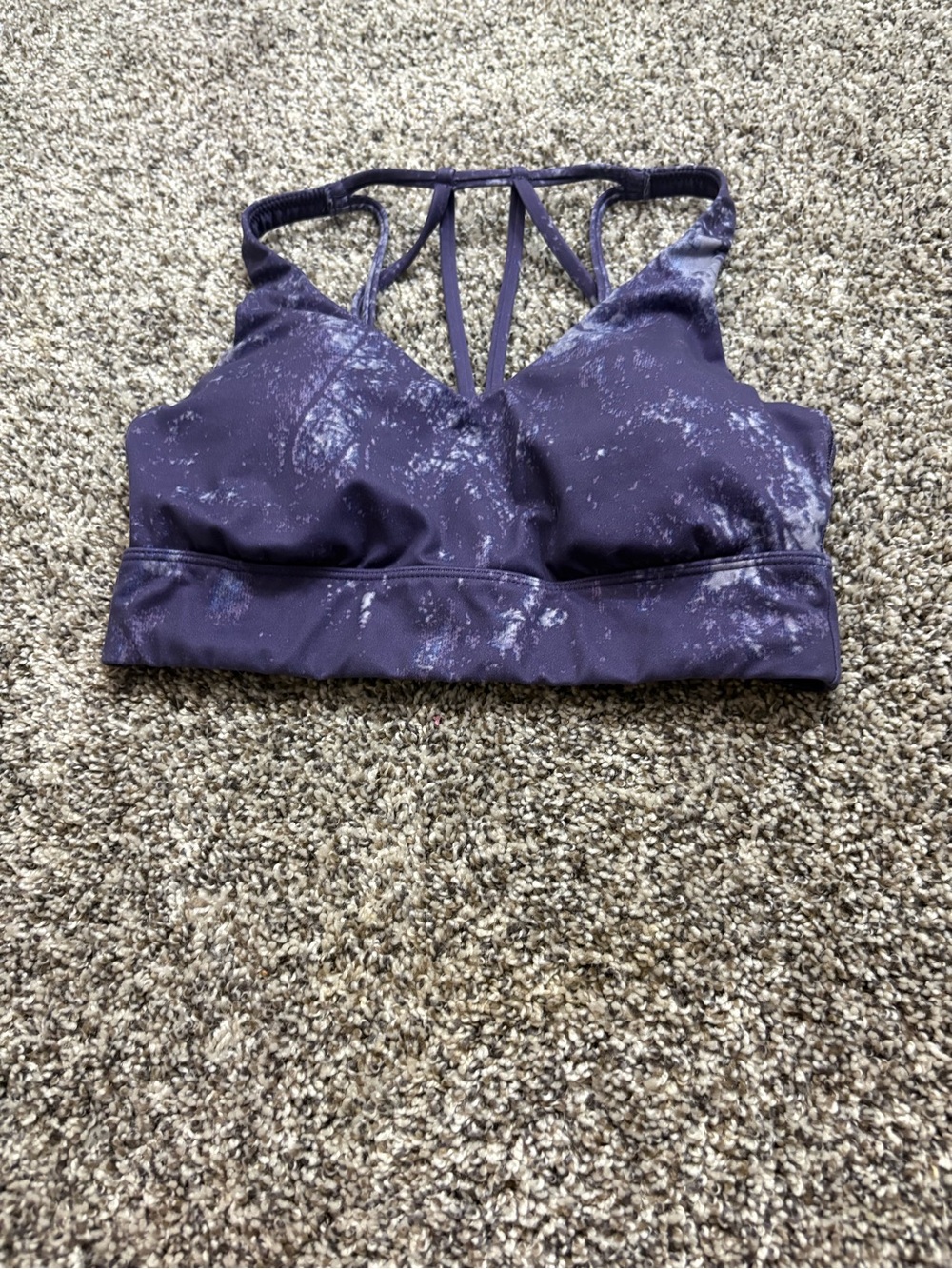 all in motion Purple Marble-Print Strappy Sports Bra